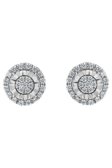 Sterling Silver Diamond Cluster Earrings